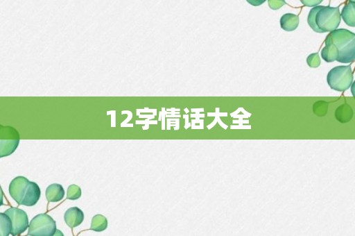 12字情话大全