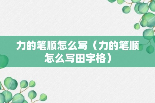 力的笔顺怎么写（力的笔顺怎么写田字格）