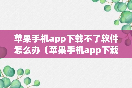 苹果手机app下载不了软件怎么办（苹果手机app下载不了软件怎么办 软件支付）