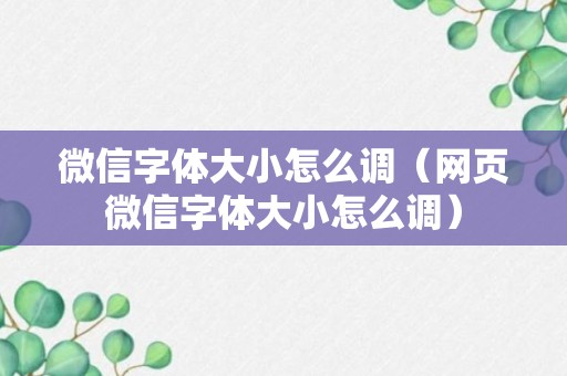 微信字体大小怎么调（网页微信字体大小怎么调）