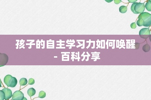 孩子的自主学习力如何唤醒 - 百科分享