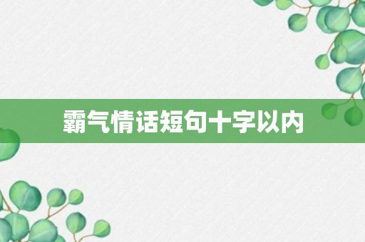 霸气情话短句十字以内