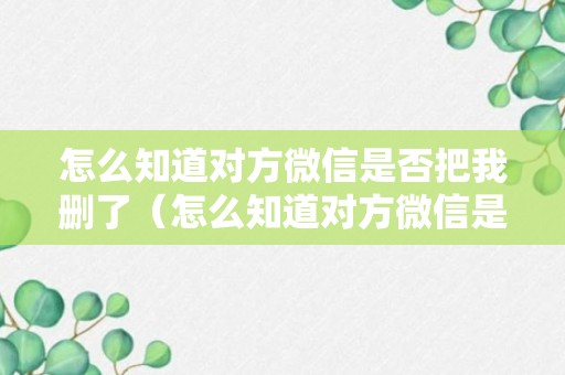 怎么知道对方微信是否把我删了（怎么知道对方微信是否把我删了不发信息）