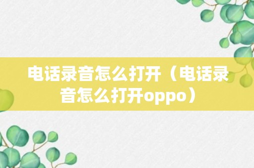 电话录音怎么打开（电话录音怎么打开oppo）