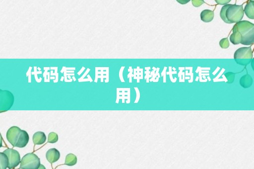 代码怎么用（神秘代码怎么用）