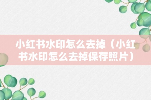 小红书水印怎么去掉（小红书水印怎么去掉保存照片）