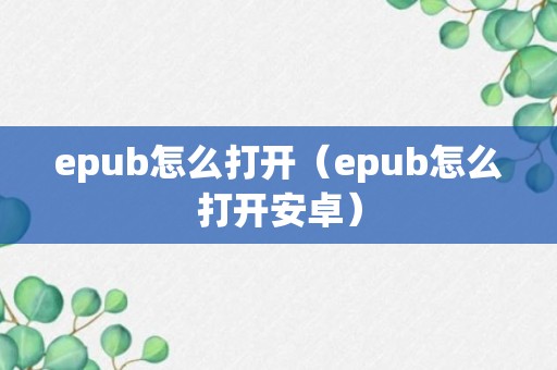 epub怎么打开（epub怎么打开安卓）