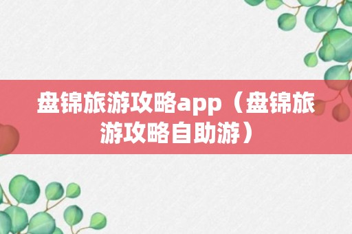 盘锦旅游攻略app（盘锦旅游攻略自助游）