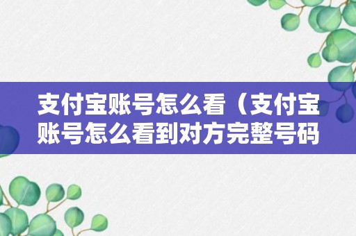 支付宝账号怎么看（支付宝账号怎么看到对方完整号码）