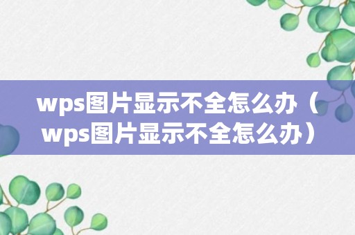 wps图片显示不全怎么办（wps图片显示不全怎么办）