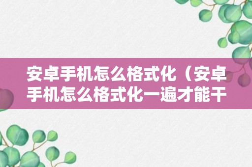 安卓手机怎么格式化（安卓手机怎么格式化一遍才能干净）