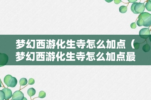 梦幻西游化生寺怎么加点（梦幻西游化生寺怎么加点最好2023）