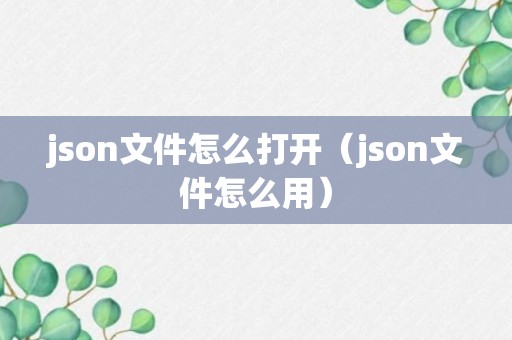 json文件怎么打开（json文件怎么用）