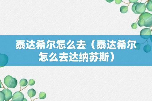 泰达希尔怎么去（泰达希尔怎么去达纳苏斯）