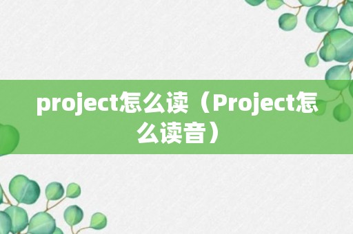 project怎么读（Project怎么读音）