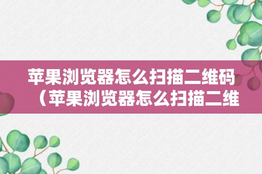 苹果浏览器怎么扫描二维码（苹果浏览器怎么扫描二维码图片和文字）