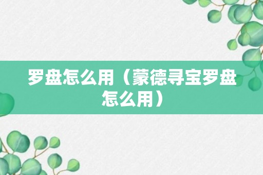 罗盘怎么用（蒙德寻宝罗盘怎么用）