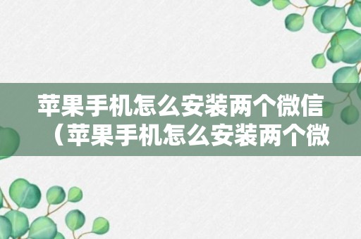 苹果手机怎么安装两个微信（苹果手机怎么安装两个微信分身）