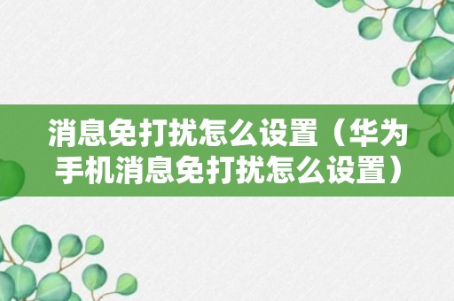 消息免打扰怎么设置（华为手机消息免打扰怎么设置）