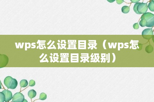 wps怎么设置目录（wps怎么设置目录级别）