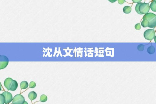 沈从文情话短句