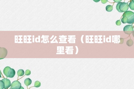 旺旺id怎么查看（旺旺id哪里看）