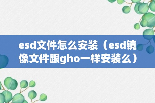 esd文件怎么安装（esd镜像文件跟gho一样安装么）