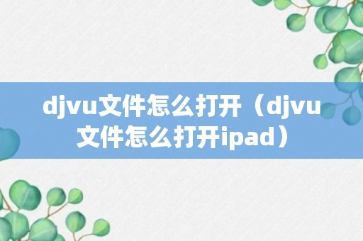 djvu文件怎么打开（djvu文件怎么打开ipad）