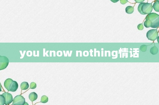 you know nothing情话