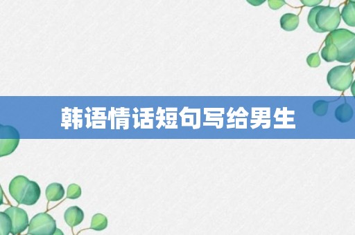 韩语情话短句写给男生