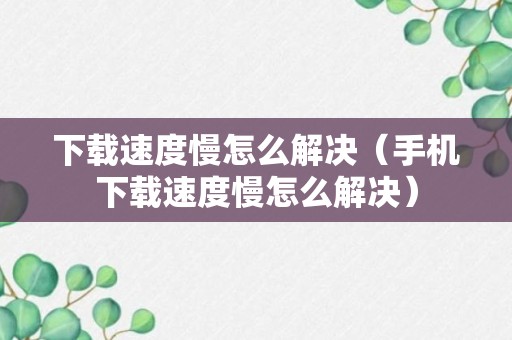 下载速度慢怎么解决（手机下载速度慢怎么解决）