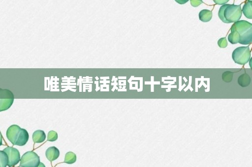 唯美情话短句十字以内