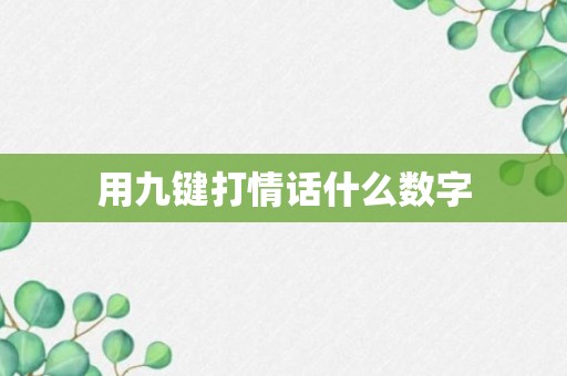 用九键打情话什么数字