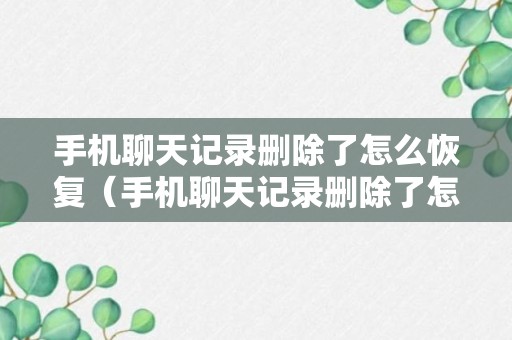 手机聊天记录删除了怎么恢复（手机聊天记录删除了怎么恢复微信免费）