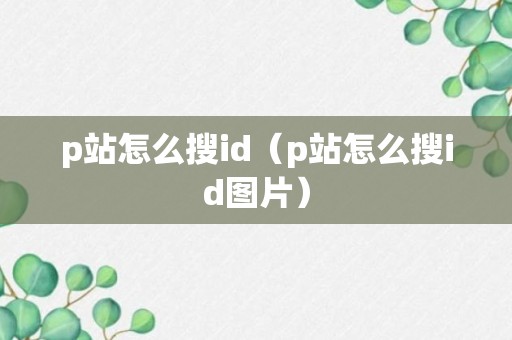 p站怎么搜id（p站怎么搜id图片）