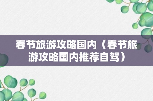 春节旅游攻略国内（春节旅游攻略国内推荐自驾）