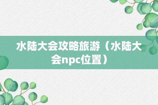 水陆大会攻略旅游（水陆大会npc位置）