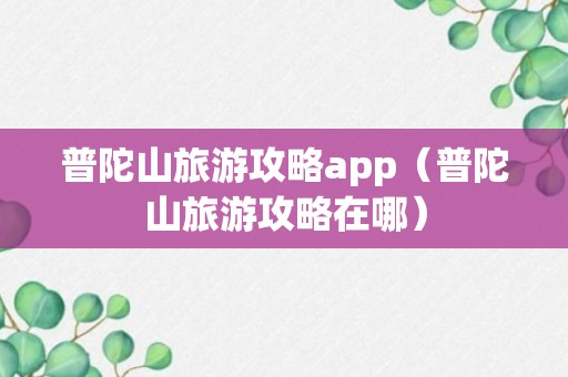 普陀山旅游攻略app（普陀山旅游攻略在哪）