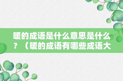 暖的成语是什么意思是什么？（暖的成语有哪些成语大全）