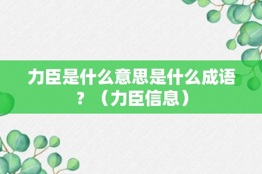 力臣是什么意思是什么成语？（力臣信息）