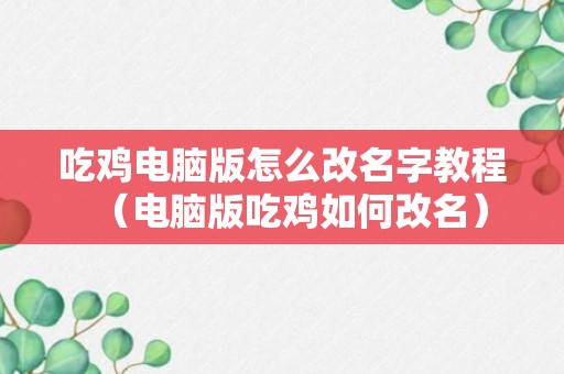 吃鸡电脑版怎么改名字教程（电脑版吃鸡如何改名）