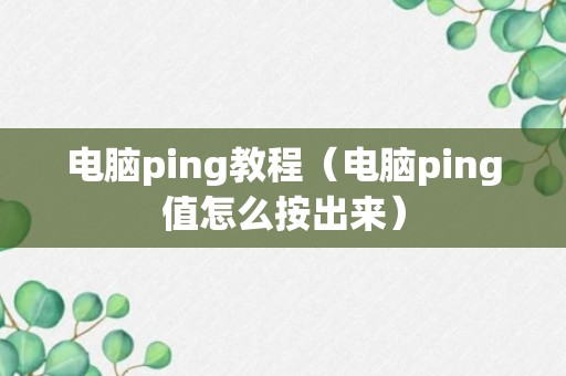 电脑ping教程（电脑ping值怎么按出来）