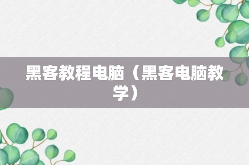 黑客教程电脑（黑客电脑教学）