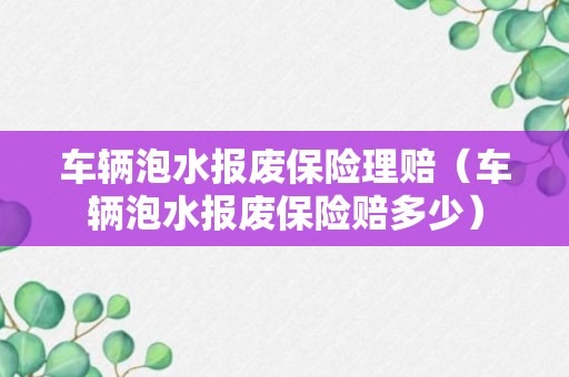 车辆泡水报废保险理赔（车辆泡水报废保险赔多少）