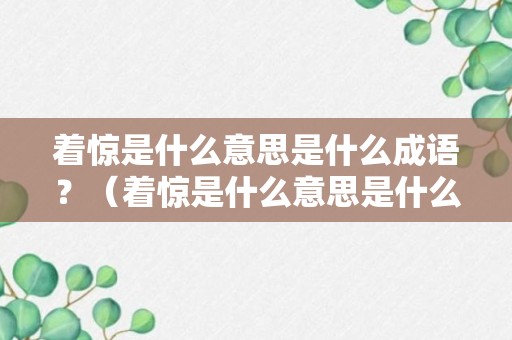 着惊是什么意思是什么成语？（着惊是什么意思是什么成语啊）