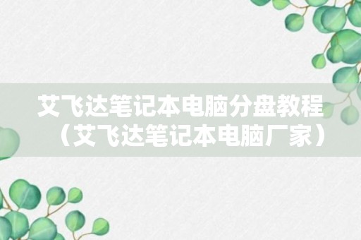 艾飞达笔记本电脑分盘教程（艾飞达笔记本电脑厂家）