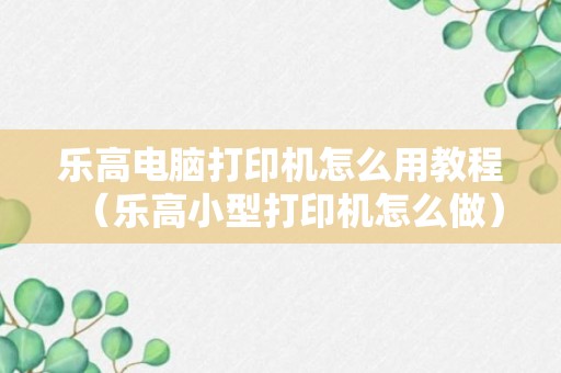 乐高电脑打印机怎么用教程（乐高小型打印机怎么做）