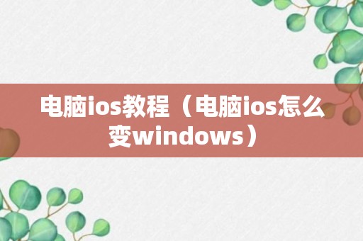 电脑ios教程（电脑ios怎么变windows）