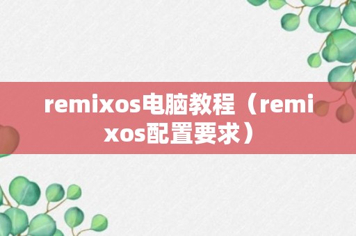 remixos电脑教程（remixos配置要求）