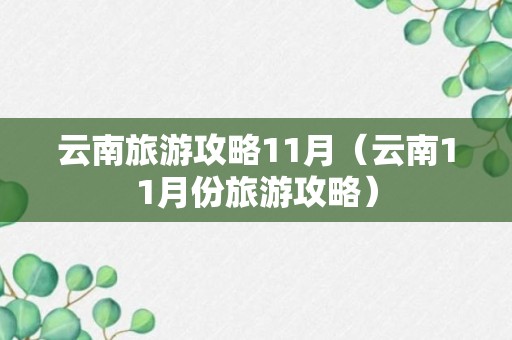 云南旅游攻略11月（云南11月份旅游攻略）